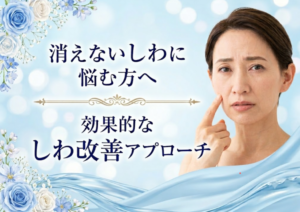 広島にある美容皮膚科　アークリシュ美容皮フ科のしわ改善治療について解説したコラムのアイキャッチ画像です。