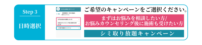 広島の美容皮膚科の毛穴・ニキビ改善治療キャンペーン、シミ取り放題キャンペーン